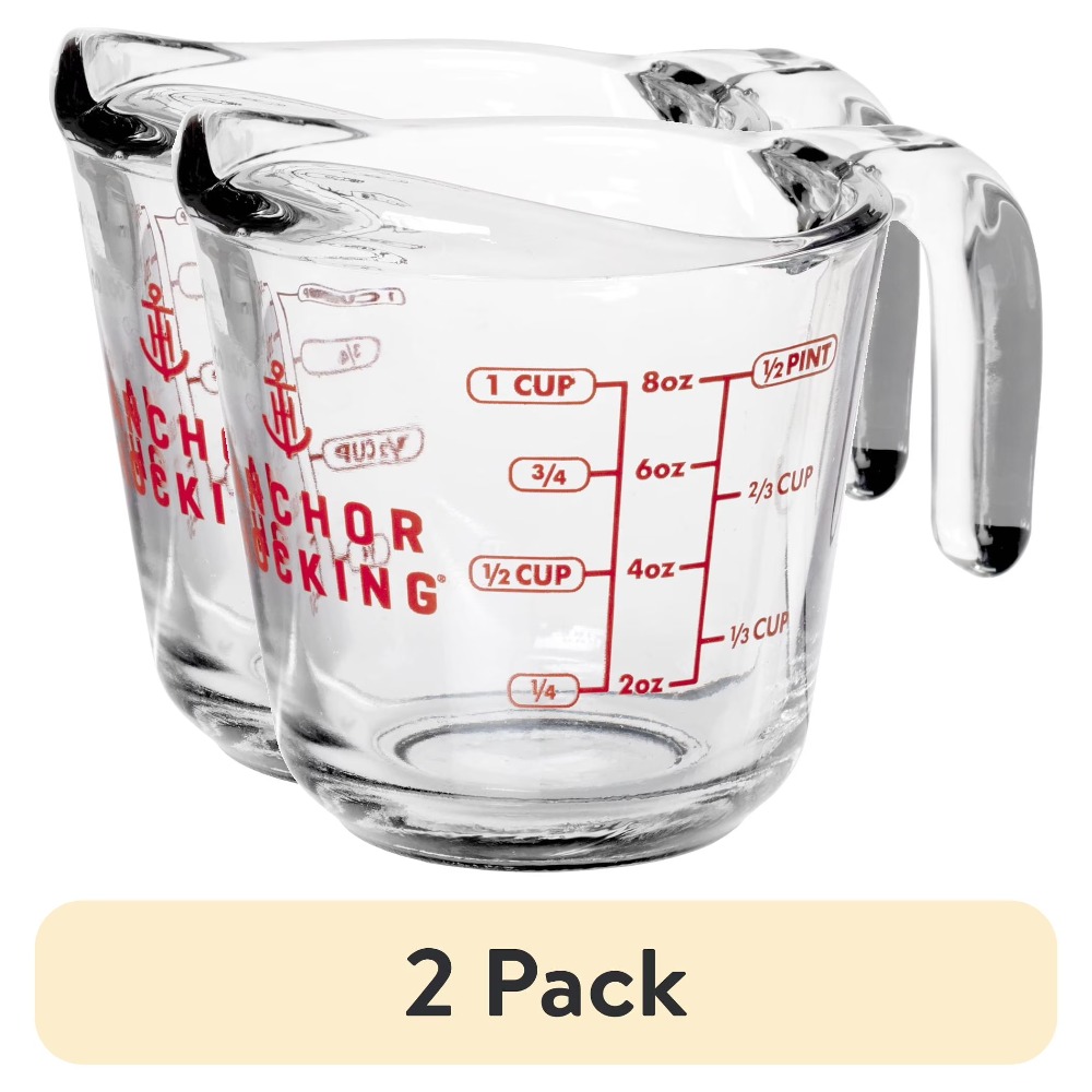 Meal Prep Usa - طقم أكواب قياس زجاجية من قطعتين