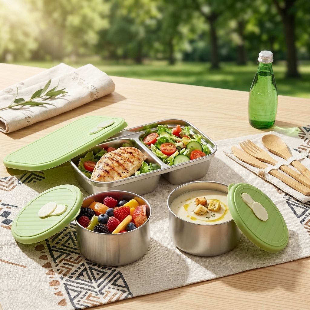 Meal Prep Kinder - صندوق غداء آمن للميكروويف من الفولاذ