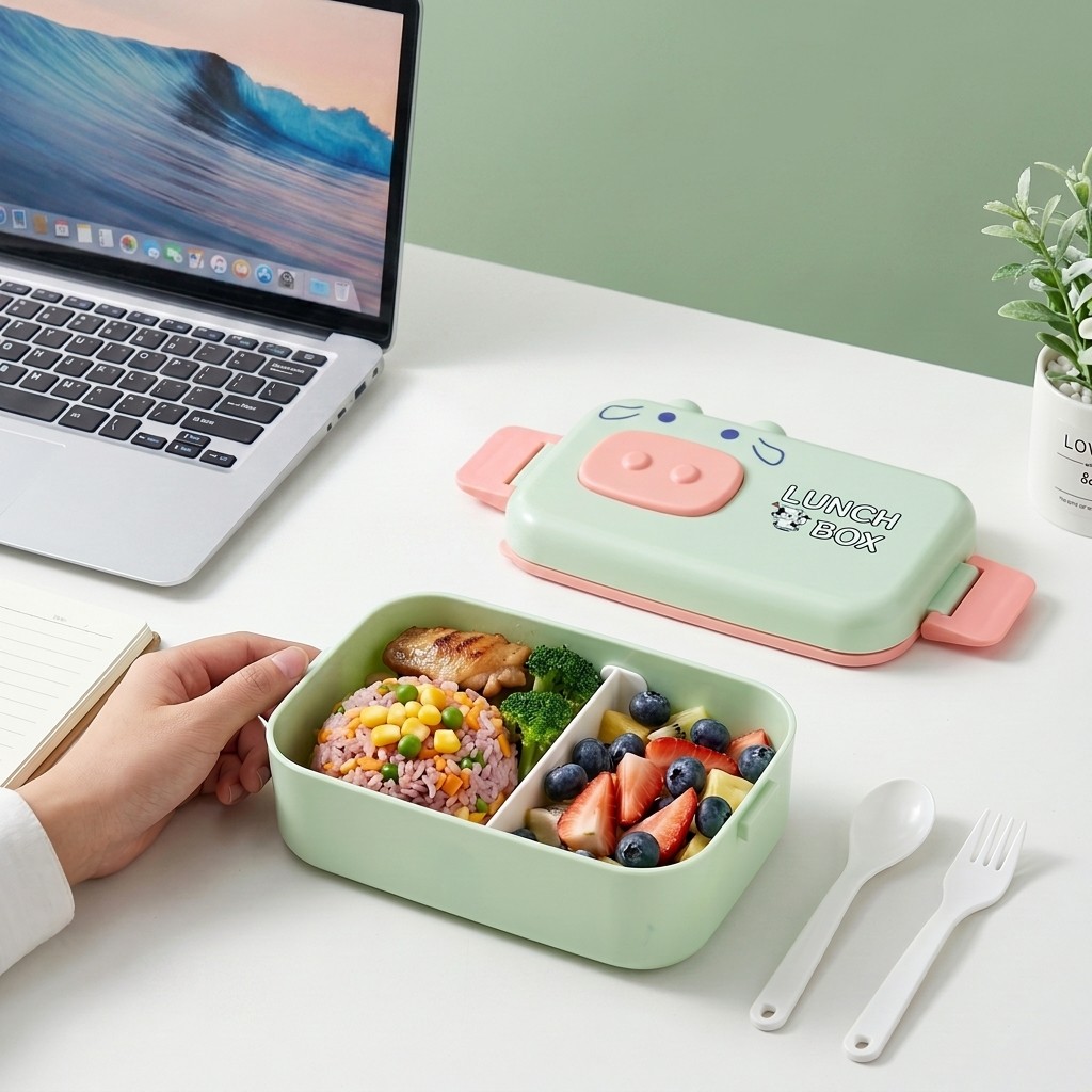 Meal Prep Kinder - صندوق غداء بلاستيكي لطيف للأطفال للمدرسة،