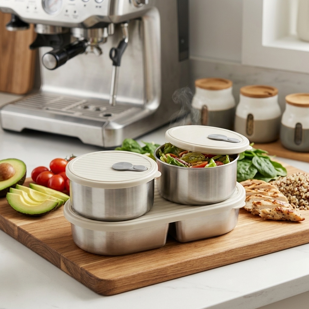 Meal Prep Kinder - صندوق غداء آمن للميكروويف من الفولاذ