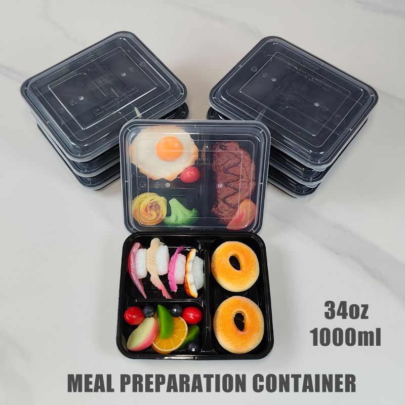 Meal Prep Ideas - حاويات طعام بثلاثة أقسام، سعة 34