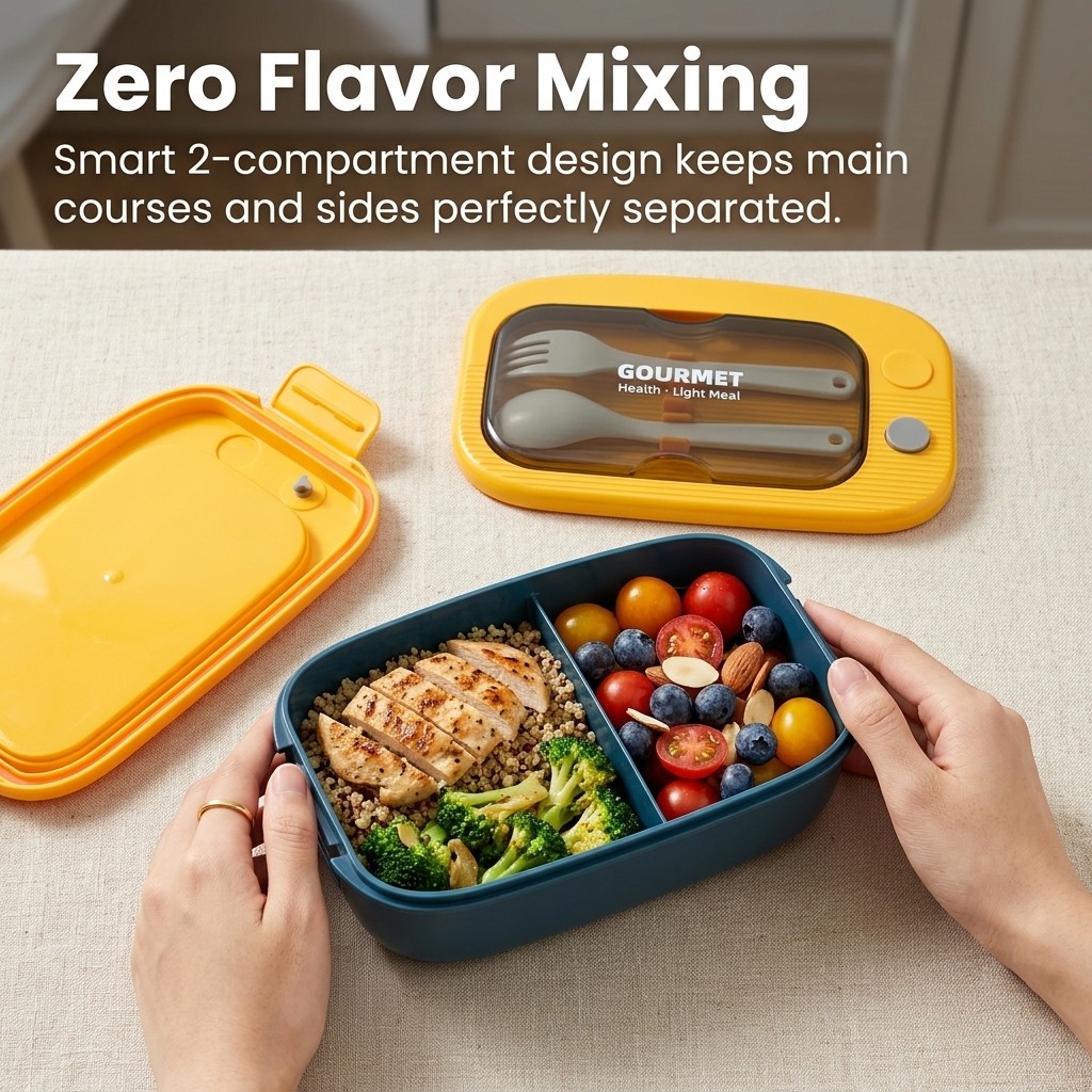 صندوق غداء بلاستيكي بنتو بقسمي - مراجعة Meal Prep Kinder وسعره