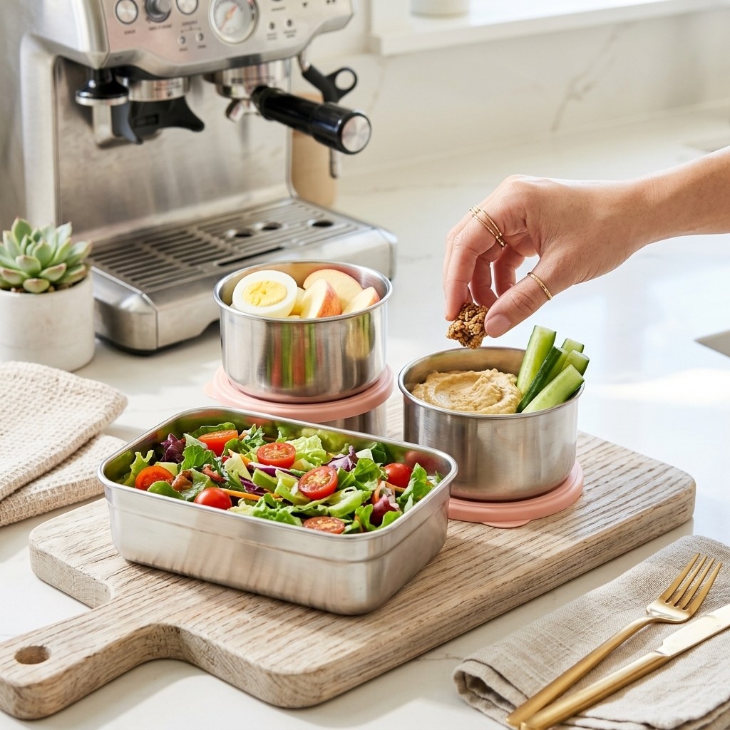طقم علب غداء بينتو من الفولاذ  - مراجعة Meal Prep Kinder وسعره