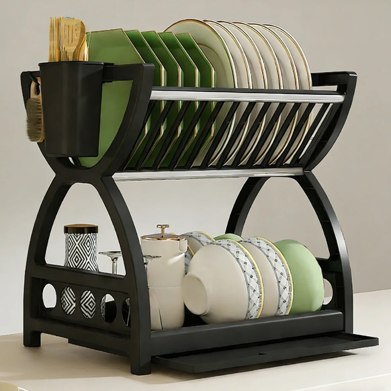 رف تجفيف أطباق من طبقتين لتنظي - مراجعة Meal Prep Organizer وسعره